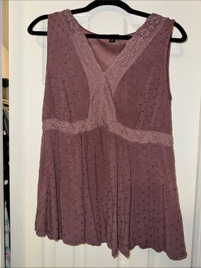 torrid Mauve Lace-Trim Sleeveless Camisole